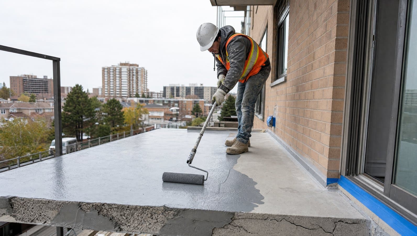 Whitby condo balcony waterproofing coating and crack repair